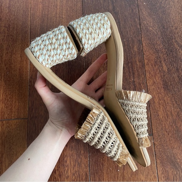 Kaanas Open Toe Heels Shoes Sumatra Tan Block Frayed Woven Sandal Womens Size 9 - Picture 6 of 11